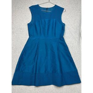 J.Crew Perforated Fit & Flare Silk Blend Dress Wmn Sz 10 Minimalist Simple MCM